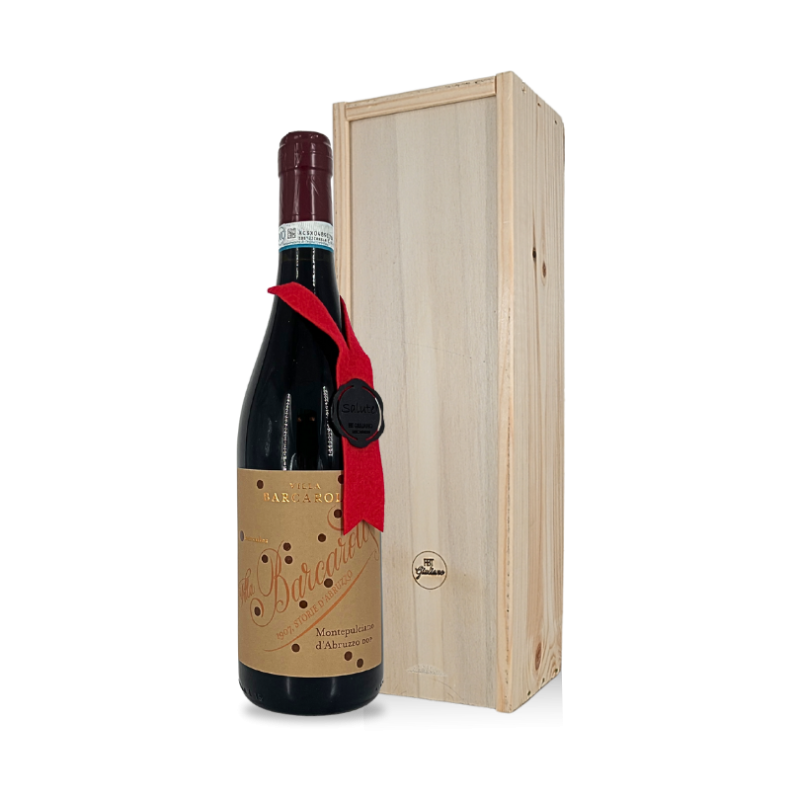 BIO Montepulciano D'abbruzo rode wijn in houten wijnkist BIO Montepulciano D'abbruzo rode wijn in houten wijnkist