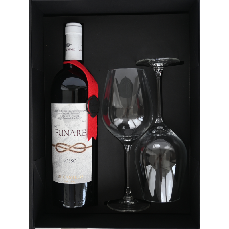 PORTOFINO: Rode wijn met twee Italesse wijnglazen