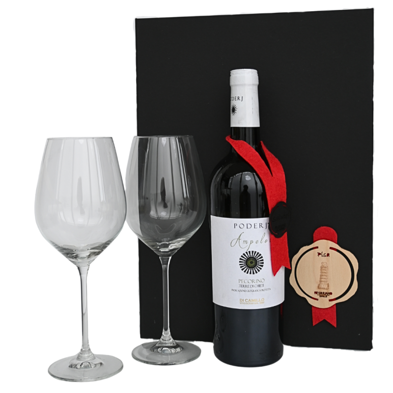 PISA: Witte wijn met twee Italesse wijnglazen PISA: Witte wijn met twee Italesse wijnglazen