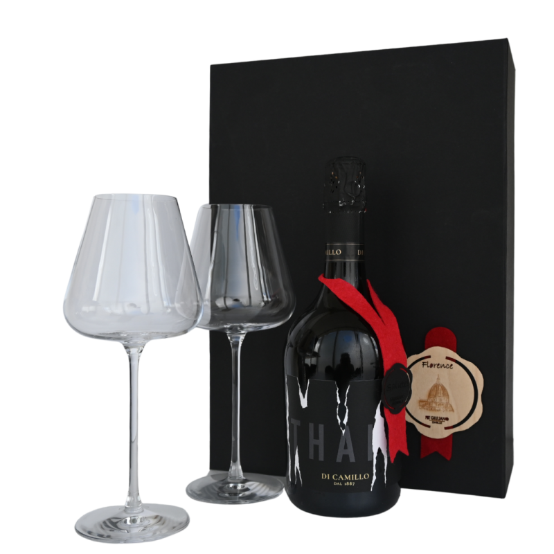 FLORENCE: Spumante met twee Italesse spumante glazen FLORENCE: Spumante met twee Italesse spumante glazen