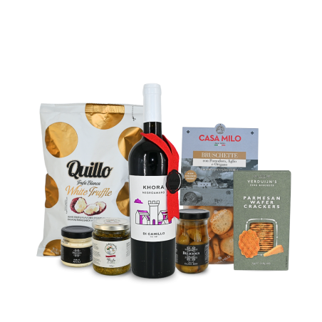 Kerstpakket MILAAN Italiaans borrelpakket met rode wijn