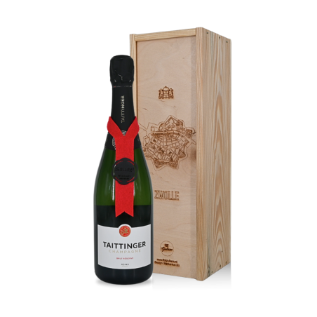 Champagne Taittinger in kist met Zwolle kunstgravure