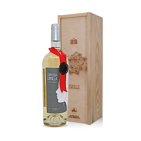 Pinot grigio witte wijn in kist met Zwolle kunstgravure