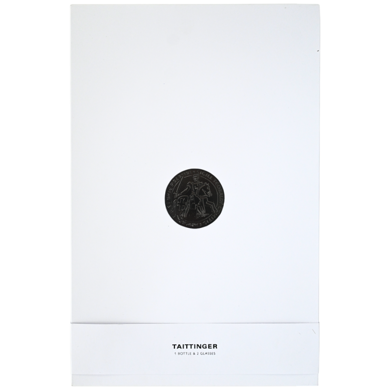 Taittinger Brut champagne box met twee champagneglazen Taittinger Brut champagne box met twee champagneglazen