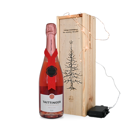 Taittinger Rosé Prestige in sprankelende kerstboomkist
