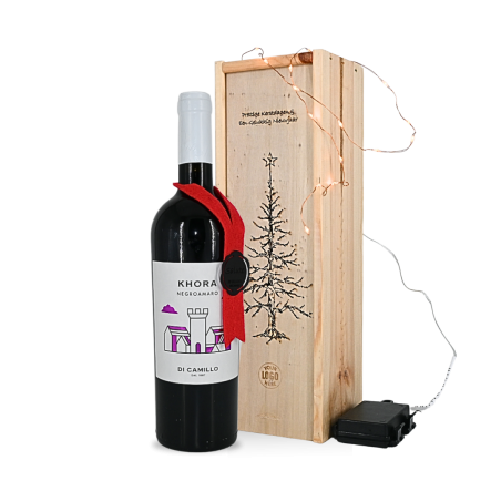 Khora wijn in sprankelende kerstboomkist