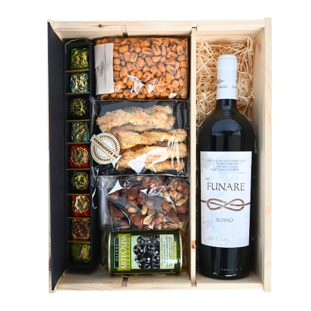 Pakket RIGA - Borrelpakket met rode wijn en chocolade