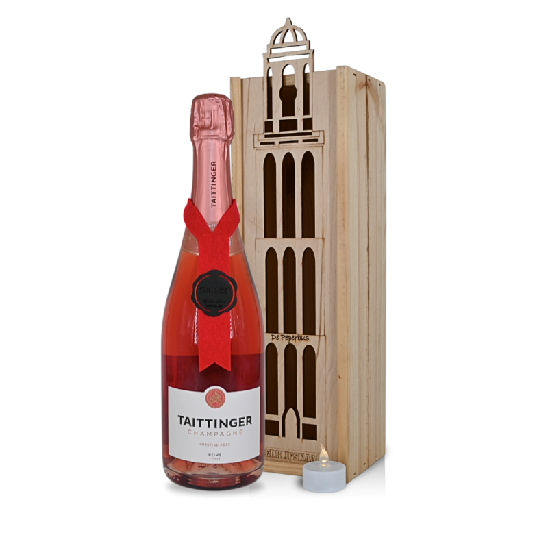 Taittinger Rosé Prestige in Peperbuskist Taittinger Rosé Prestige in Peperbuskist