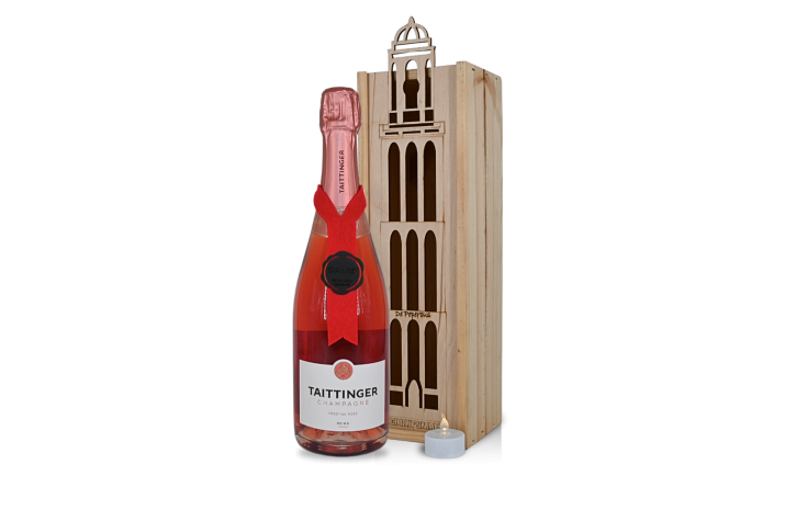 Taittinger Rosé Prestige in Peperbuskist