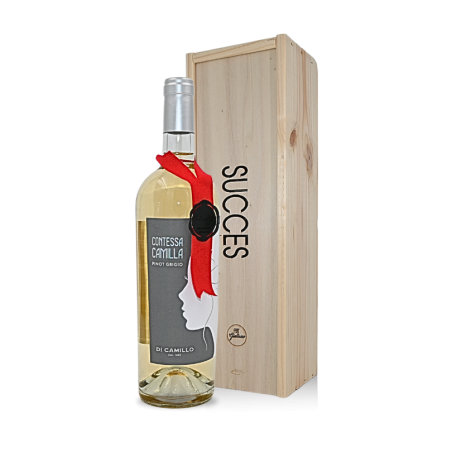 Pinot grigio met "Succes" wens