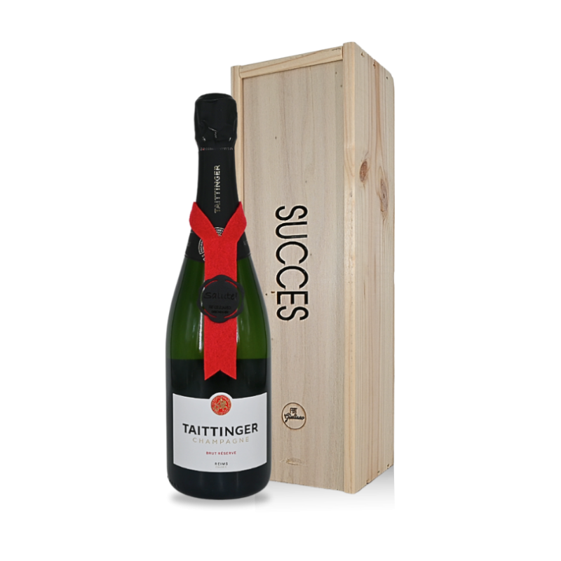 Taittinger Brut Réservé met "Succes" wens Taittinger Brut Réservé met "Succes" wens